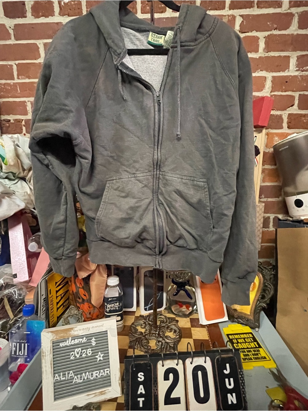 Ozark Trail zip-up hoodie features a faded,